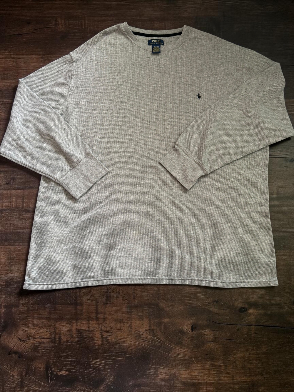 Polo Ralph Lauren Men's 4XL Gray Waffle Knit Thermal Shirt Long Sleeve